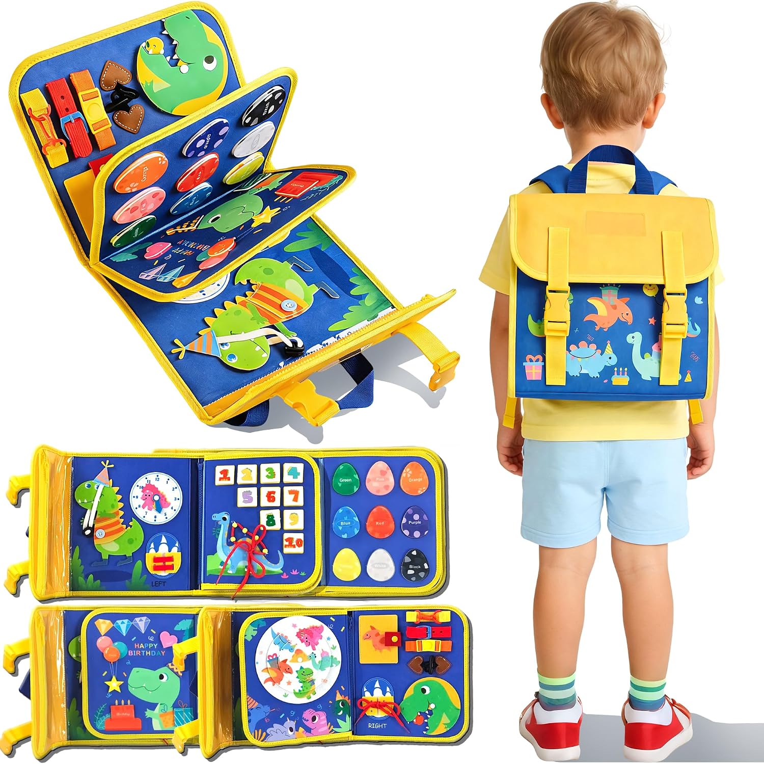 Travel Accessories For Toddlers - Zaino Sensoriale Dinosauro per Bambini, Libro