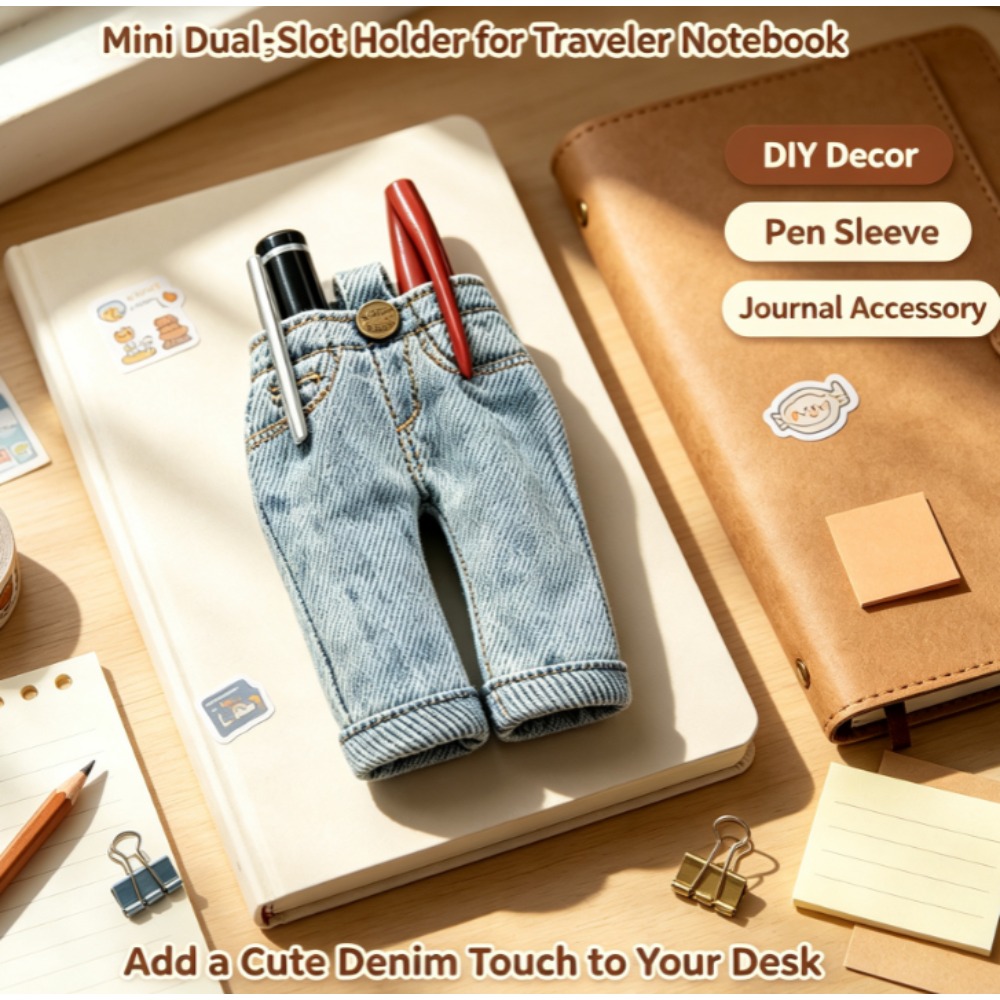 Travel Notebook Journal - Astuccio Portapenne in Stile Jeans, in