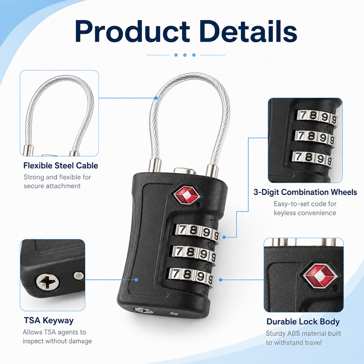 Lucchetto TSA Approvato con Co - Cable Lock Combination recensione e prezzo